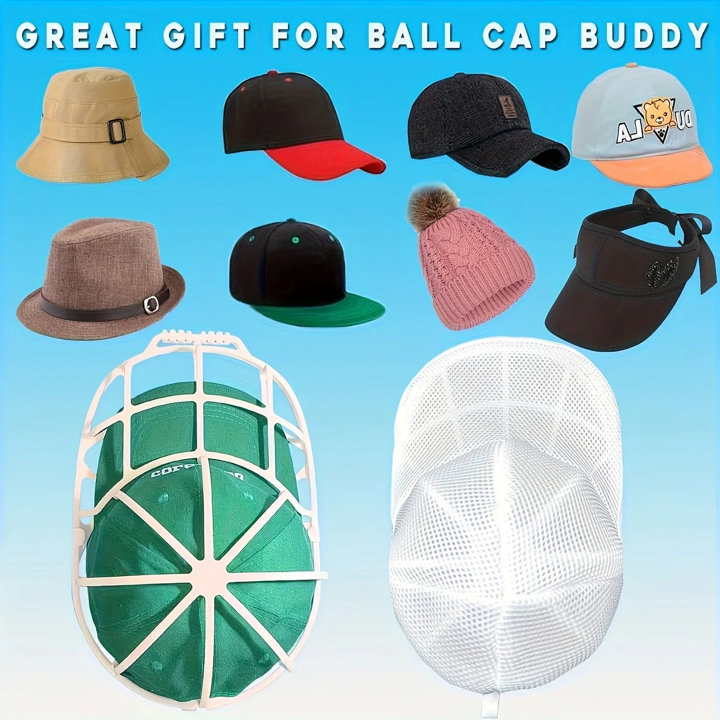 Hat Cleaner Cage with Mesh Bag | Baseball Cap Washer for Washing Machine